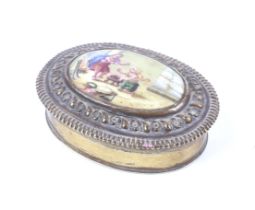 A Continental gilt metal oval box.