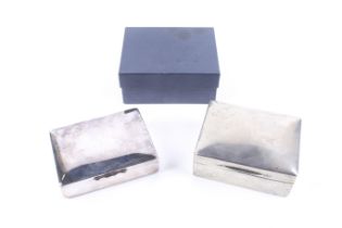 Two cigarette boxes including a silver mounted rectangular example.