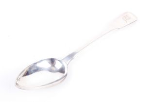 An English provincial silver fiddle pattern table spoon, York, 1832.
