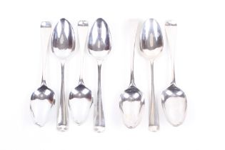 Seven George II and later old English or Hanovarian pattern 'bottom marked' table spoons.