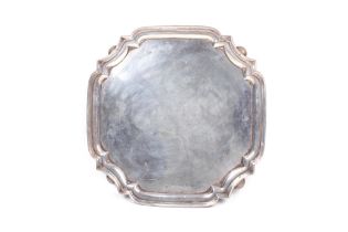 A silver shaped-square salver.