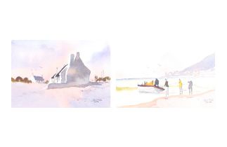 Peter Mills (20th century), South African School, pair of watercolours, 'Fish Hock' and 'Arniston'.