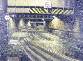 Oliver Sidaway (Bristol), oil on board, 'Tunnel under Temple Meads II'.