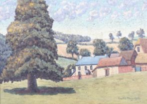 Frederick Newton Curtis Moy (1897-?) oil on canvas, 'Wiltshire Farm 1956'.