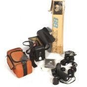 A collection of camera equipment.