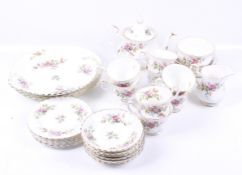 A Royal Albert tea service in the 'Moss Rose' pattern.
