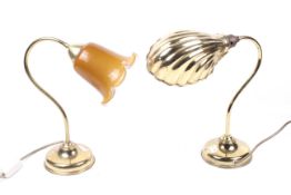 Two brass desk table lamps. Max.