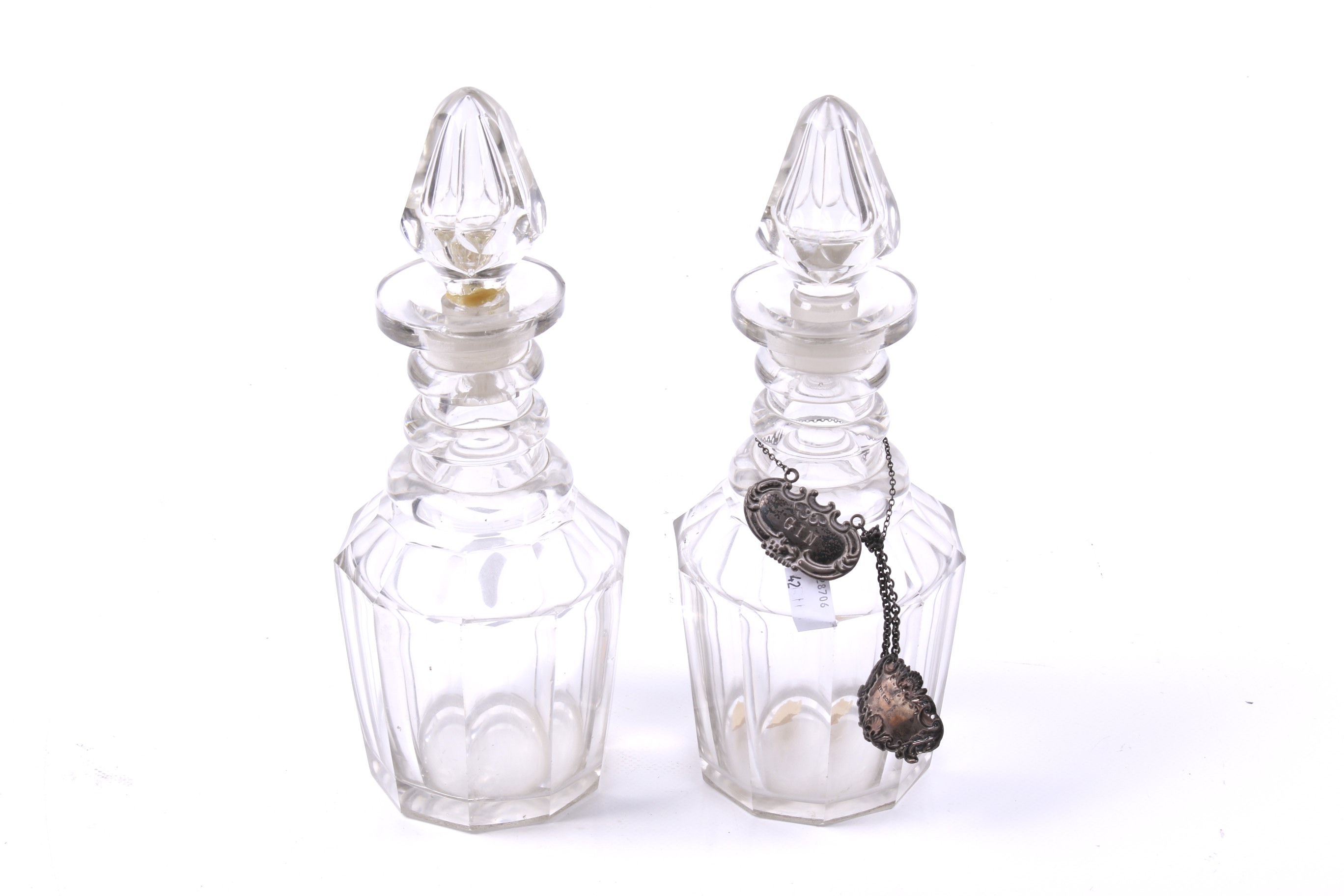 A pair of Victorian cut glass decanters.