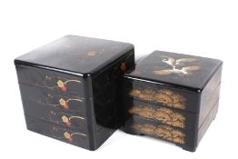 Two 20th century Japanese lacquer picnic boxes.