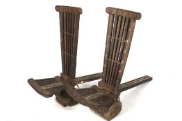 A pair of 19th century Moorish influence hardwood stools.