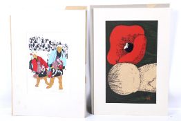 Two contemporary Japanese screen prints.
