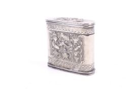An early 20th century small Chinese white metal cylindrical box.