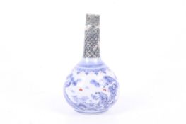 A Japanese Meiji period hirado porcelain blue and white bottle vase.