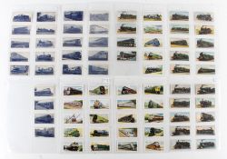Three sets of 1954 train related cigarette cards.