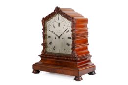 James Whitelaw, Edinburgh Victorian carved mahogany mantel clock.