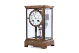 A 20th Century French eight day green marble mantel clock.