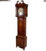 A 19th Century inlaid oak long case clock (AF). With a 30 hour movement engraved W.