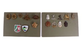 A collection of Women's Auxiliary Corps, volunteer and other cap badges.