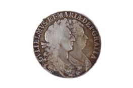 1689 half crown coin. Initials engraved on reverse.