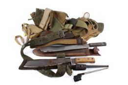 A collection of military accessories.