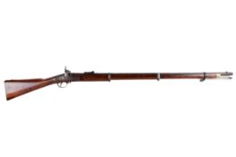 An English model P53 percussion prize rifle. No visible serial number, circa 1865, .