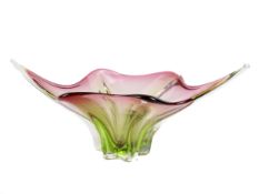 A mid-century Czech art glass fruit bowl.