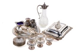A collection of assorted silver plated items.