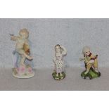 2 Hoechst Porzellanfiguren, Mädchen und Junge, Junge ist der Kopf abgebrochen, H 9,5 cm, und