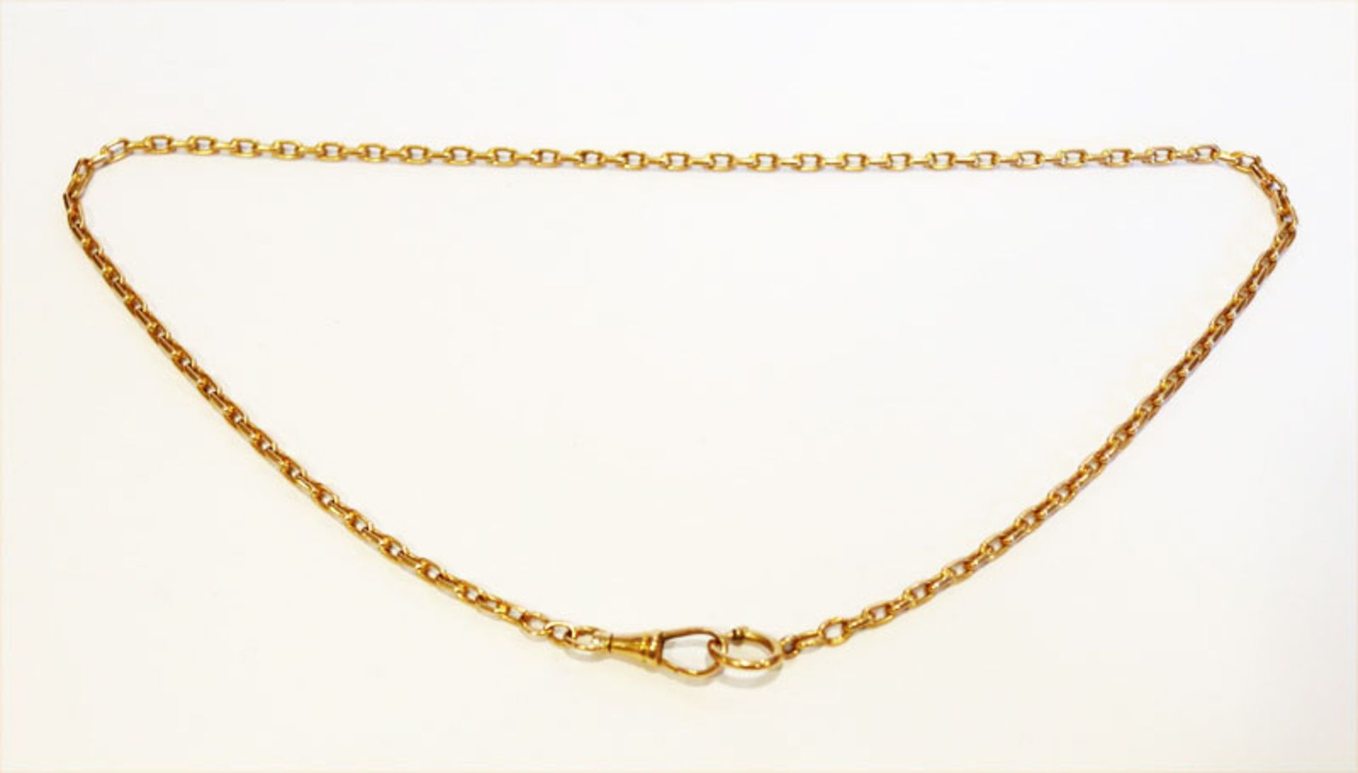 14 k Roségold Uhrenkette mit Ring- und Karabiner-Schließe, 18,4 gr., L 46 cm