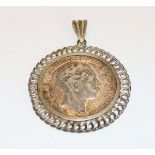 Silbermünze 5 Mark Deutsches Reich, Wilhelm II. Deutscher Kaiser König von Preussen, gefaßt, 34,3