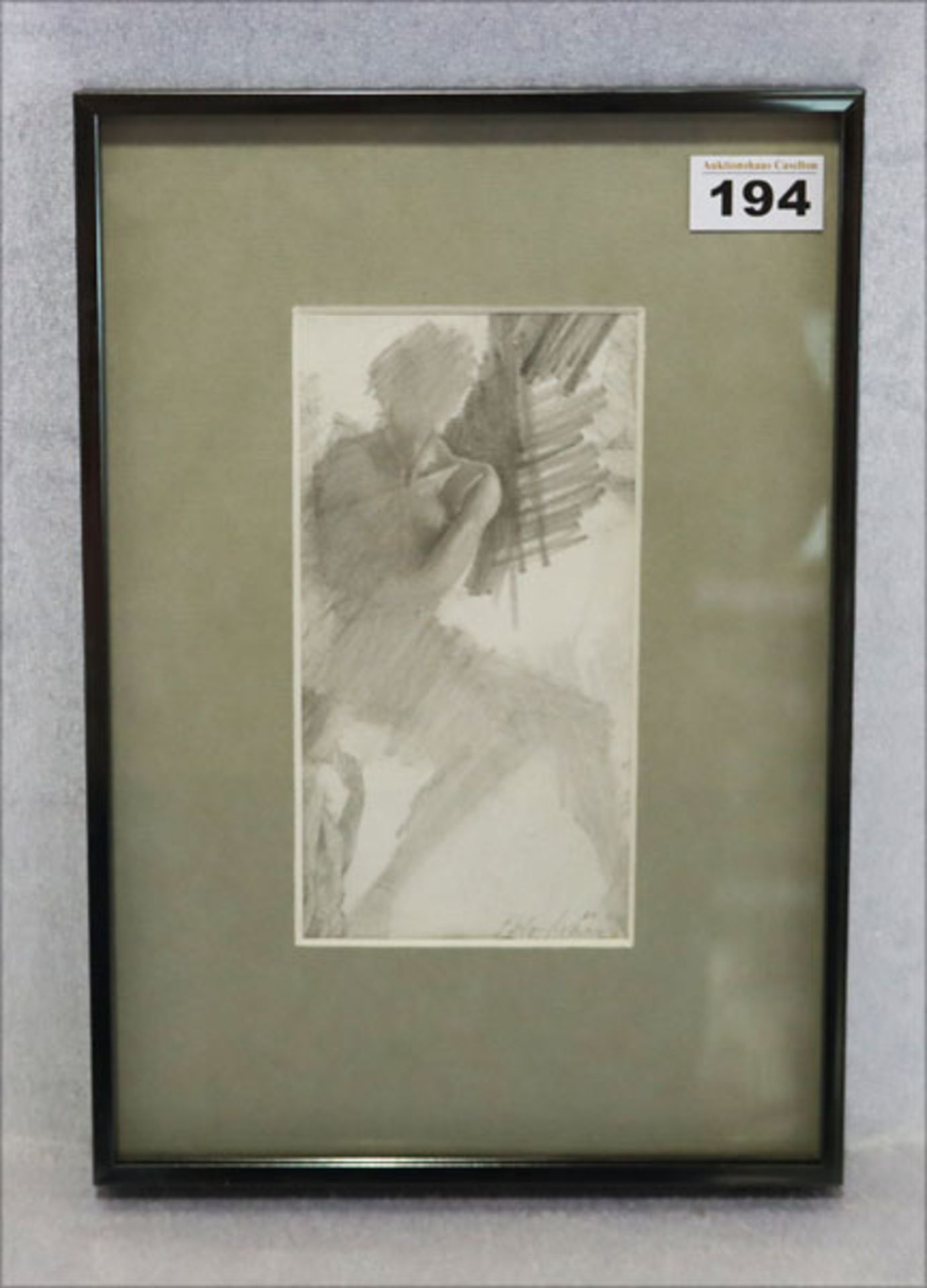 Bleistiftzeichnung 'Figurendarstellung', signiert Peter König, * 1953 Nürnberg, Studium der