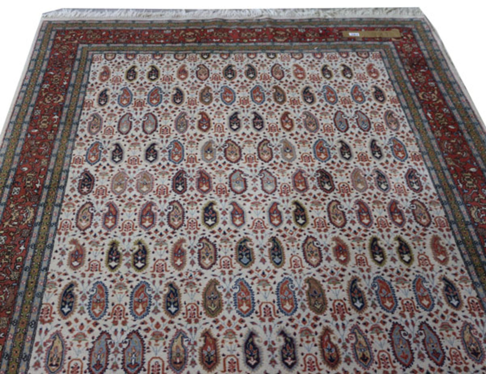 Teppich, beige/bunt, Gebrauchsspuren, teils fleckig, 265 cm x 158 cm