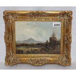 Gemälde ÖL/Malkarton 'Landschafts-Szenerie', gerahmt, incl. Rahmen 27 cm x 32 cm