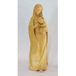 Holz Figur 'Maria mit Kind', am Boden gestempelt 'Handgeschnitzt Oberammergau', H 60 cm