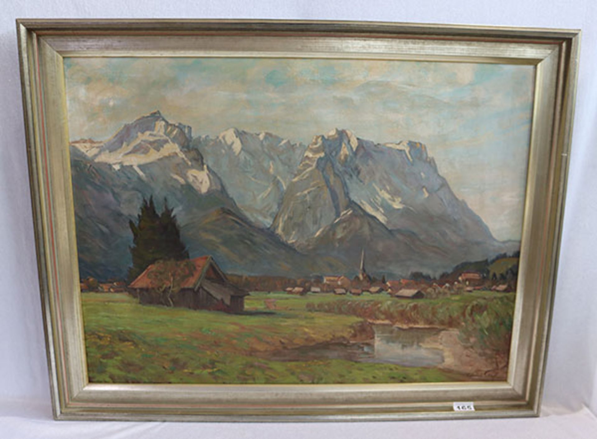 Gemälde ÖL/LW 'Garmisch vor Wettersteingebirge', signiert Edmund Senft, München, * 1880 + 1964