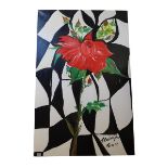 Gemälde ÖL/LW 'Blumenstillleben', signiert Elvira R. März 03, ohne Rahmen 139 cm x 90 cm, kein