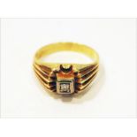 14 k Gelbgold Ring mit Diamant, 2,9 gr., Gr. 54