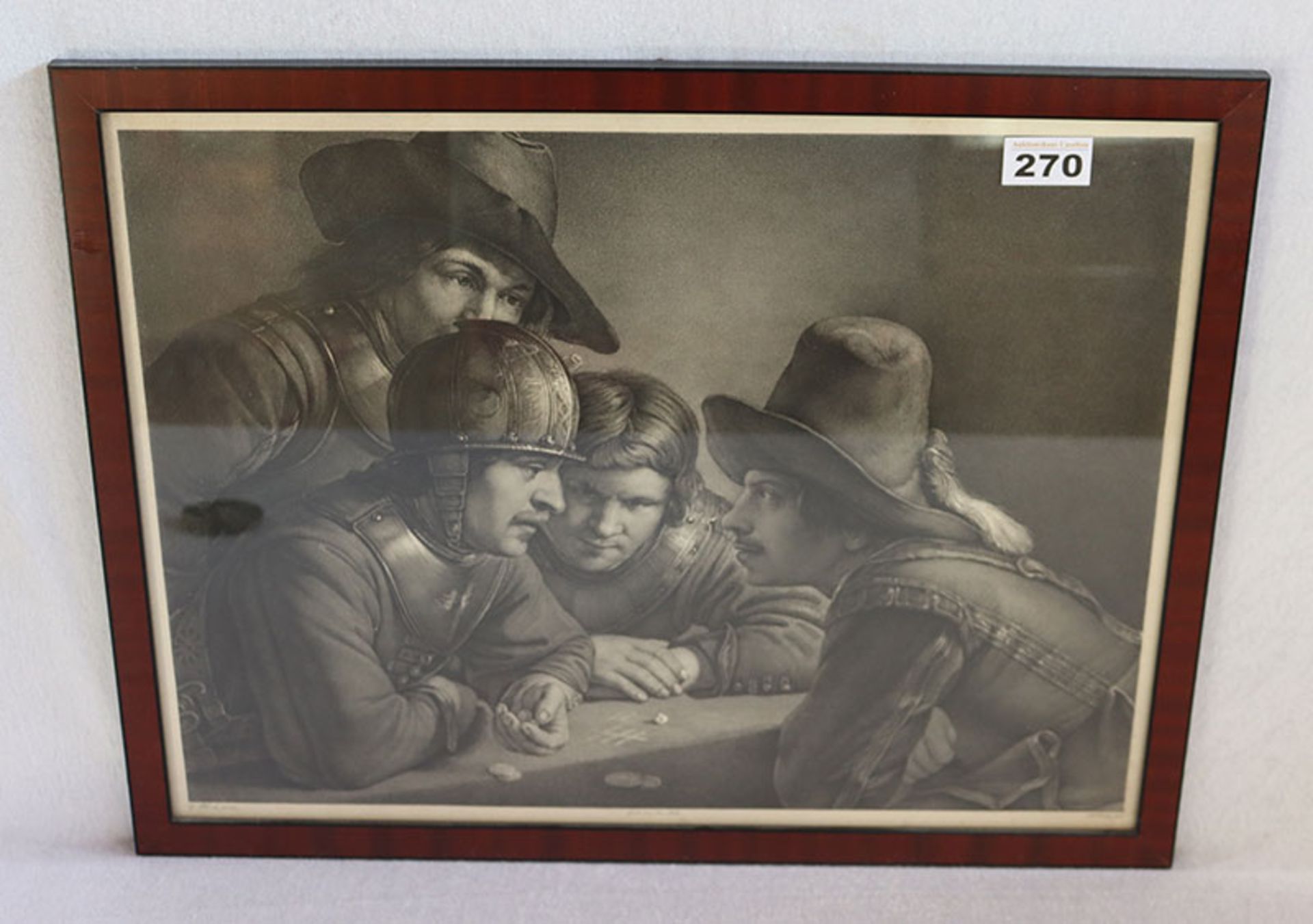 Original Holzschnitt 'Das Spiel', Ferdinand Pilotry, unter Glas gerahmt, incl. Rahmen 40 cm x 52 cm