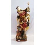 Holzfigur 'Heiliger Florian', farbig gefaßt, Trocknungsrisse, H 69 cm