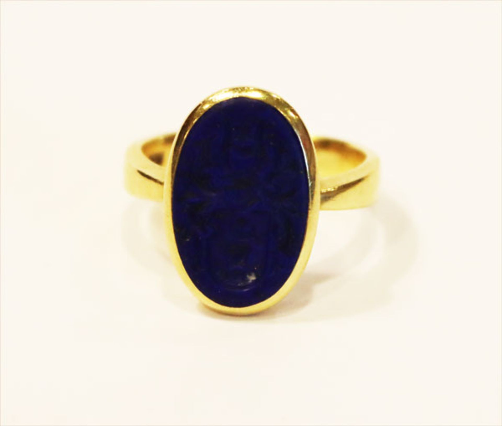 14 k Gelbgold Lapislazuli Wappenring, 5,5 gr., Gr. 55