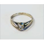 18 k Weißgold Ring mit Diamant, ca. 0,25 ct., 4,6 gr., Gr. 58