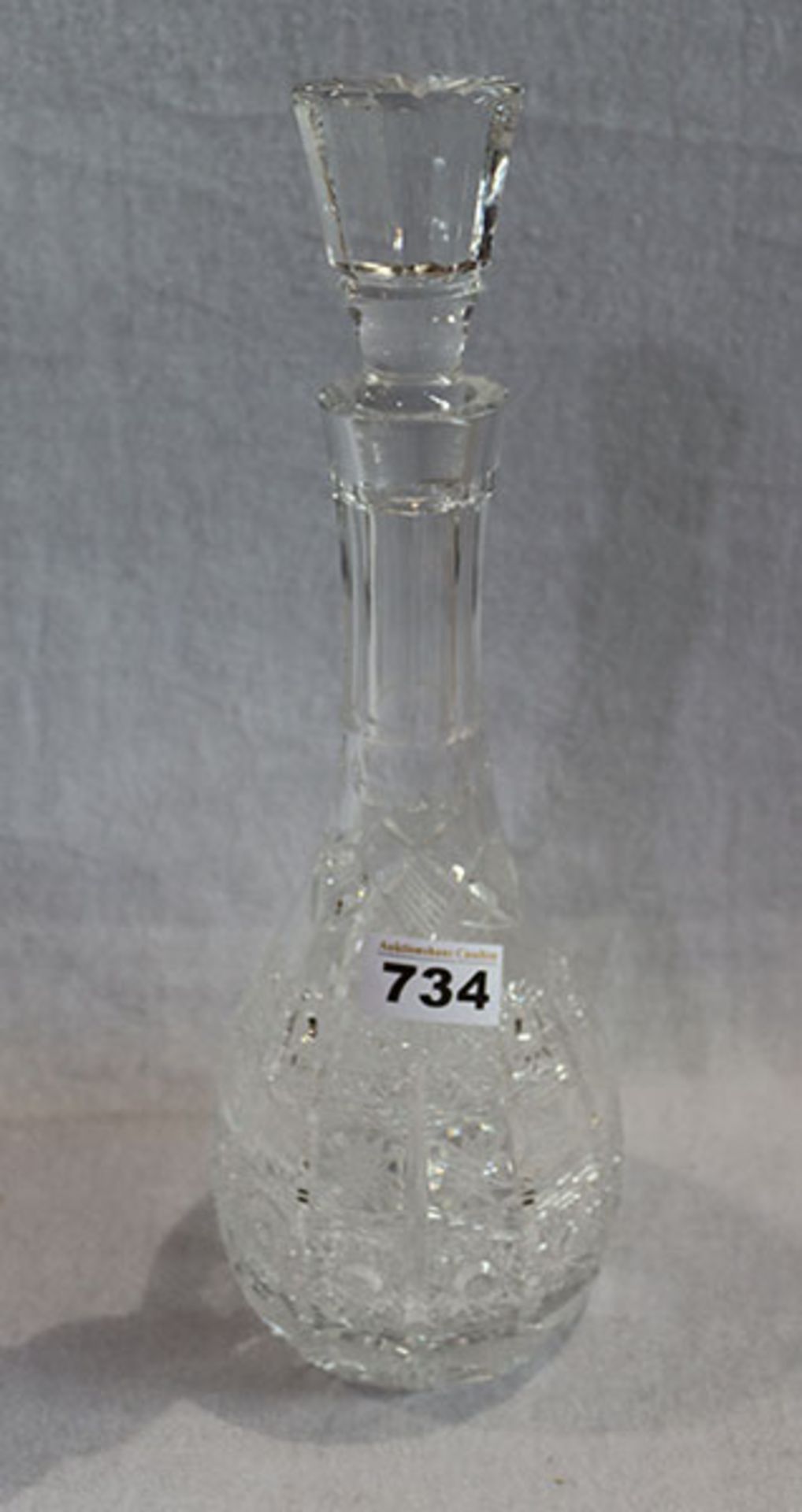 Kristallglas Karaffe mit Alexander Sternschliffdekor, H 35 cm, Gebrauchsspuren