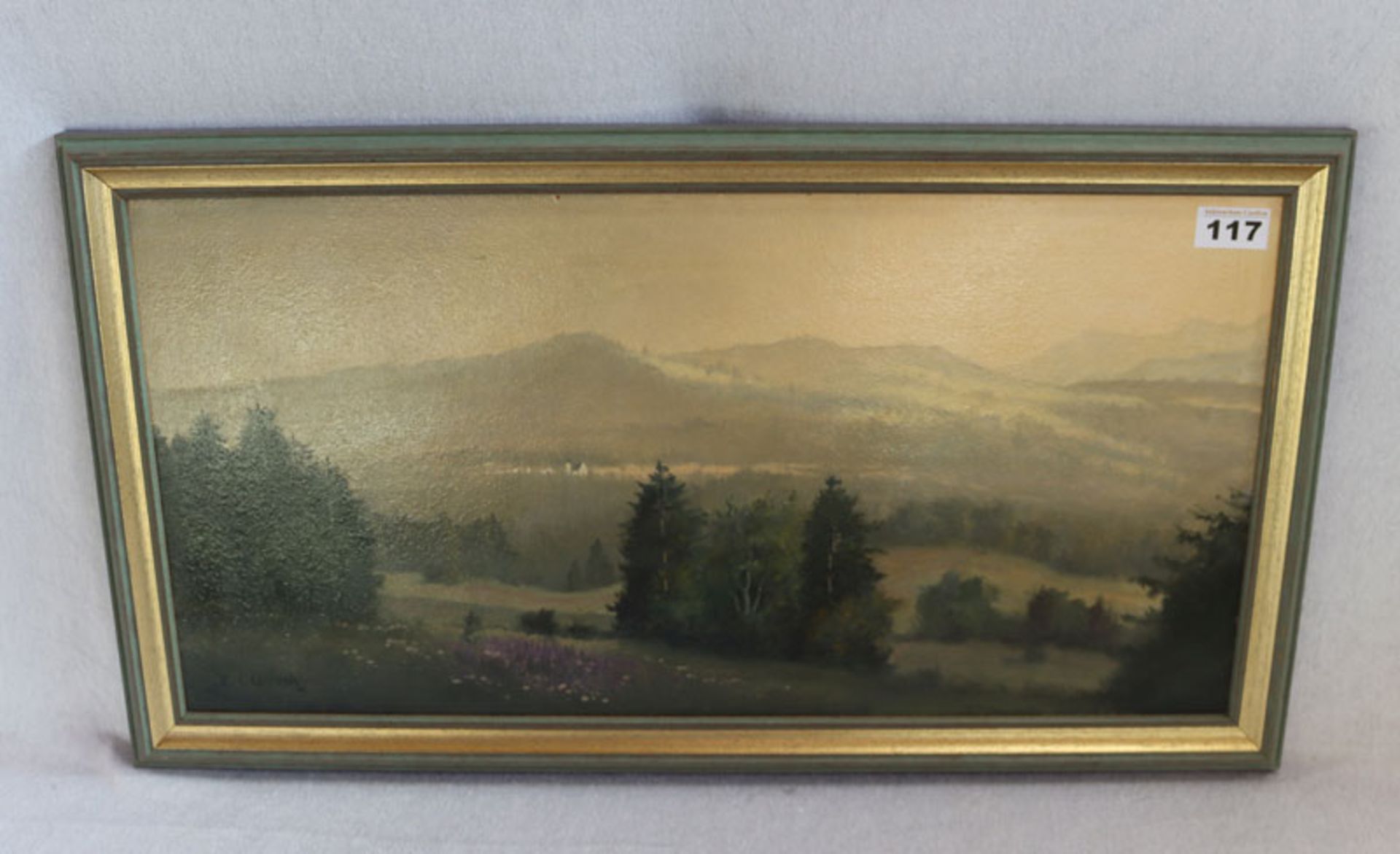 Gemälde ÖL/Hartfaser 'Landschafts-Szenerie', signiert C. L. Loreck, Carl Ludwig Loreck, datiert