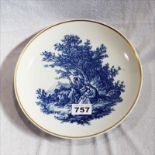 Meissen Wandteller mit blauem Bildnis 'Heilige Familie', Goldrand, D 25,5 cm