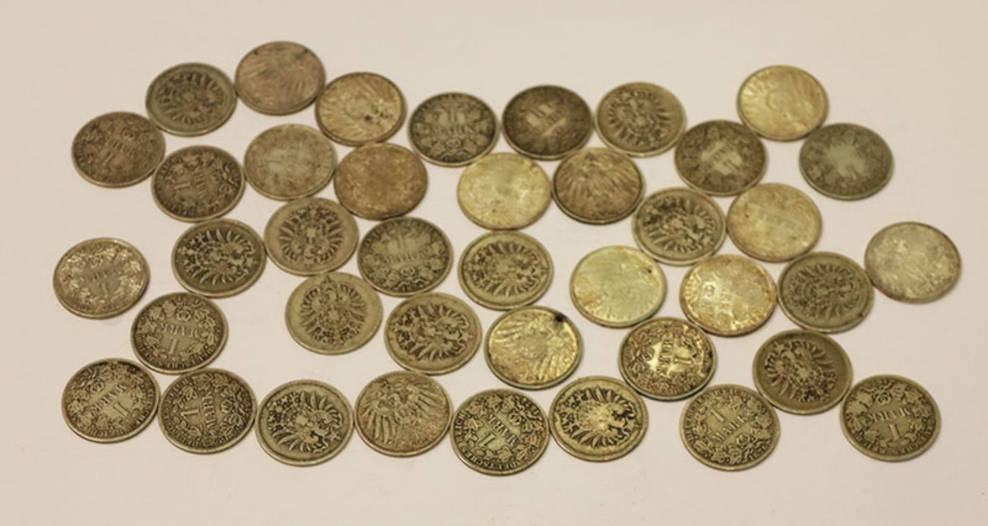 Konvolut von 40 Silbermünzen, 1 Mark, Deutsches Reich, 216 gr. Brutto, 194 gr. Netto