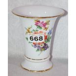 Meissen Bechervase mit Blumenmalerei und Goldrand, 1924-1936, H 13,5 cm, Gold teils berieben