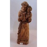 Holzfigur 'Heiliger Antonius', gebeizt, H 52,5 cm, teils fleckig