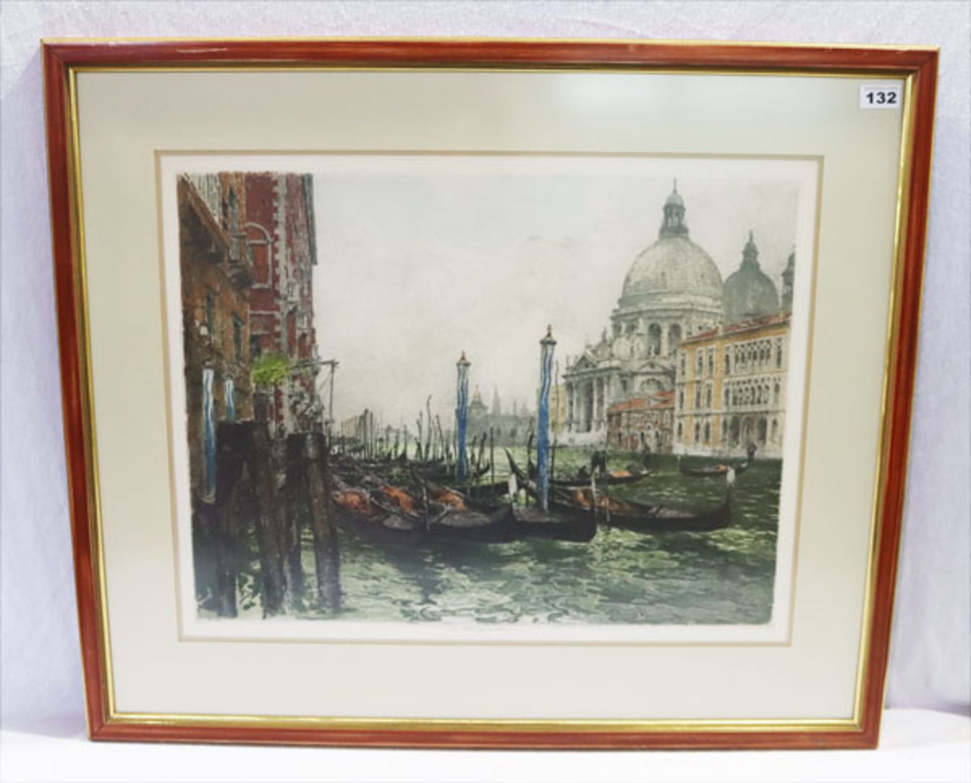 Farbradierung 'Venedig-Canale Grande', signiert Luigi Kasimir, österreichischer Maler und Graphiker,