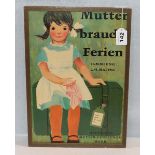 Druck 'Mutter braucht Ferien', Sammlung 2.-8. Mai 1966, Deutsches Mütter-Genesungs-Werk, gerahmt,