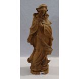 Holz Figurenskulptur 'Maria mit Putte', gebeizt, H 61 cm